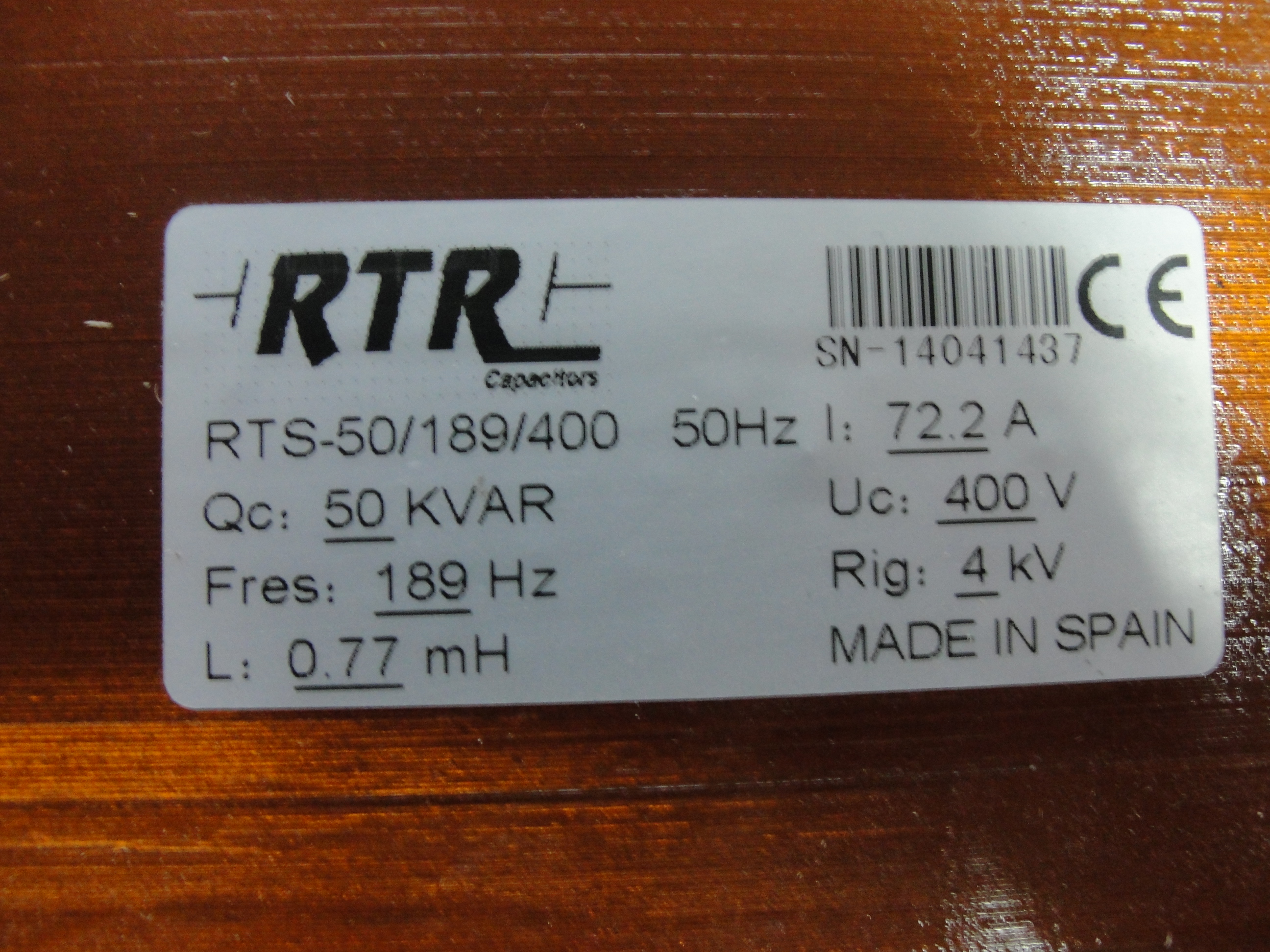 RTR電抗器RTSRTS-50/189/400
